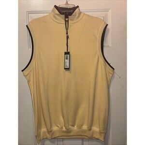 Bobby Jones Sz Large Yellow Crawford Performance Fabric Quarter Zip Vest NWT